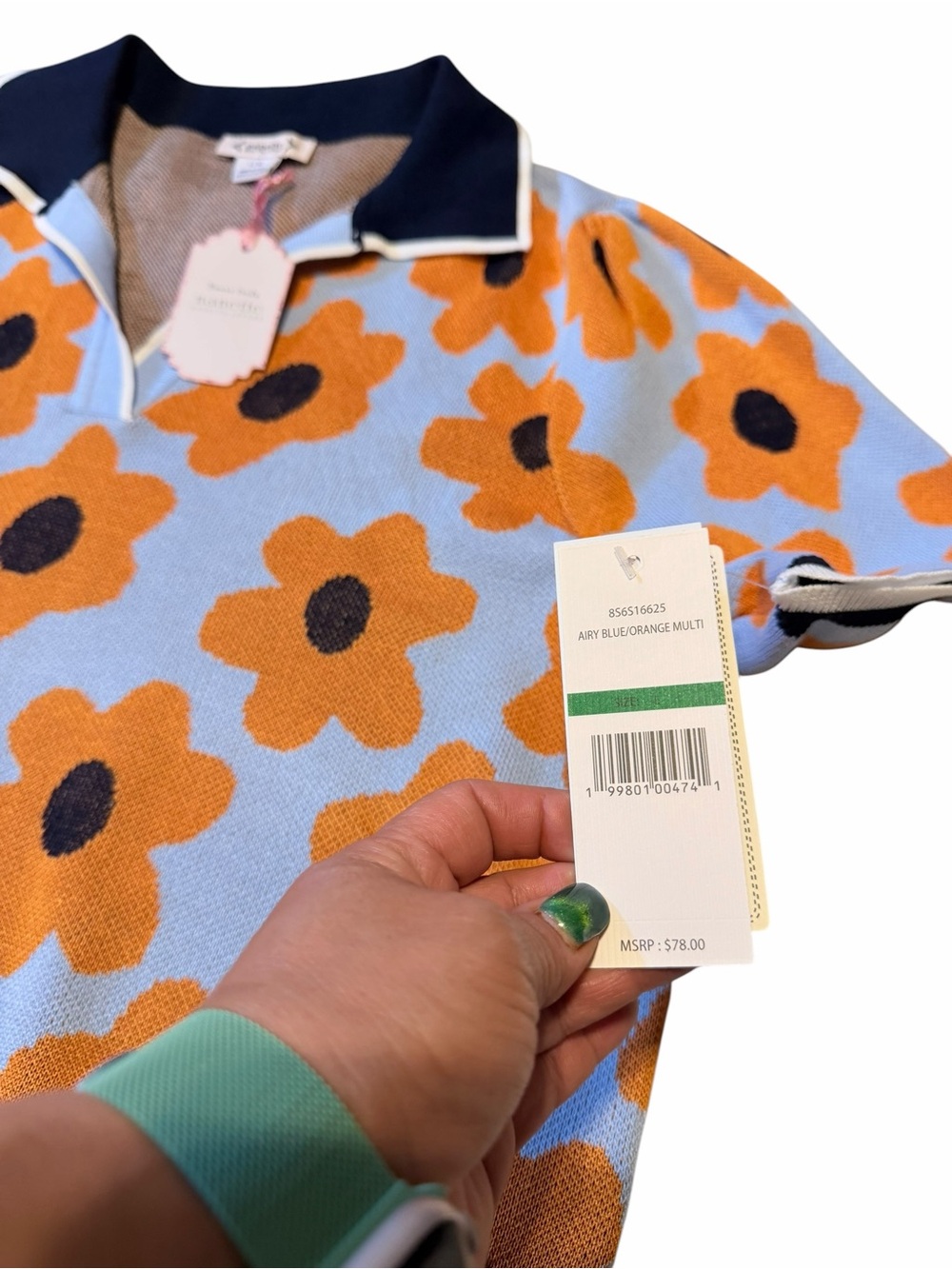 🌼💚NEW Nanette Lepore Flower Polo Sweater. - Picture 6 of 10